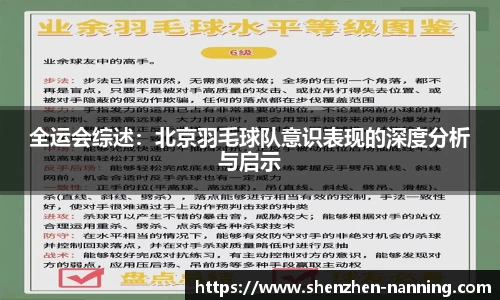 全运会综述：北京羽毛球队意识表现的深度分析与启示